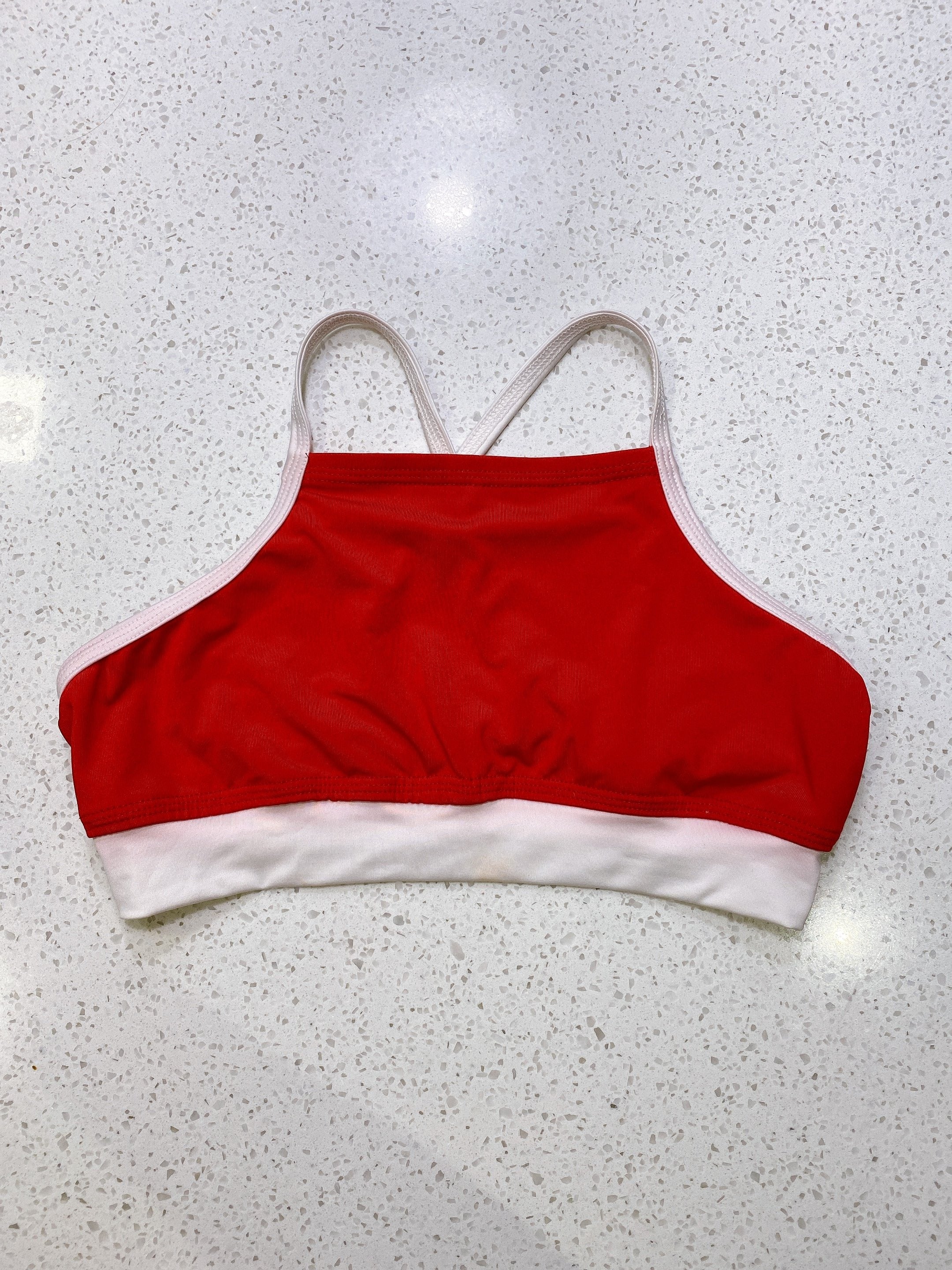 SAMPLE SALE: RED SPORTY TOP WITH WHITE ACCENT